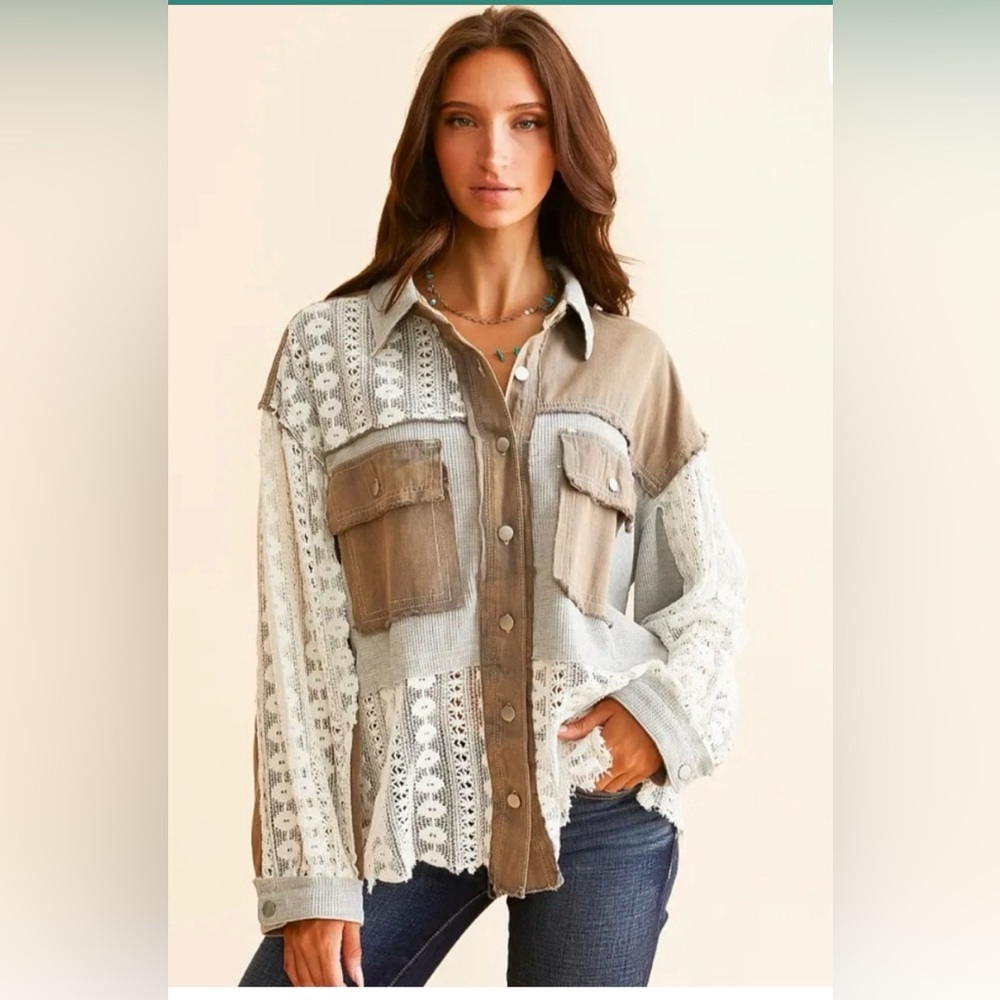 POL Brownish Button-Up Shirt/Shacket